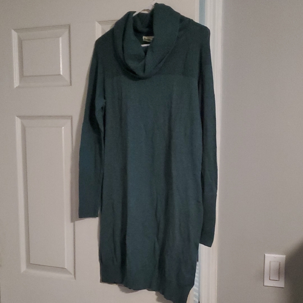 Artisan Ny Teal Cowl Neck Sweater Dress